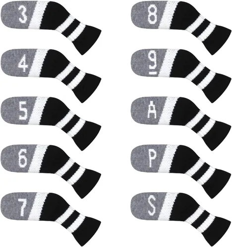 Vista 10 de Scott Edward 10 fundas para cabezas de palos de golf para hierros, básicamente, con forma de calcetines, lavables, duraderos, protectores de cabeza