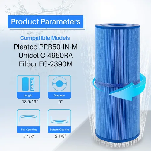 Vista 2 de POOLPURE Filtro antimicrobiano de spa de repuesto para Pleatco PRB50-IN-M, Unicel C-4950RA, Guardian 413-212-02, Filbur FC-2390M, 17-2380, filtro