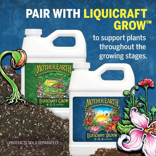 Vista 6 de Mother Earth LiquiCraft Grow 4-3-3 and Mother Earth LiquiCraft Bloom 2-4-4 - Paquete de fertilizante líquido, 1 cuarto de galón cada uno