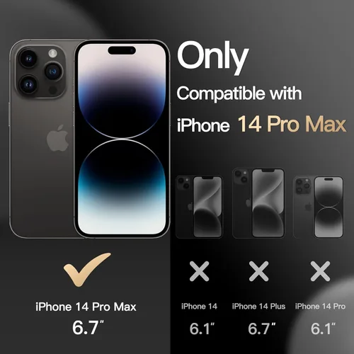 Vista 2 de JETech Funda para iPhone 14 Pro Max de 6.7 pulgadas, resistente protección resistente de doble capa, a prueba de golpes, funda protectora resistente