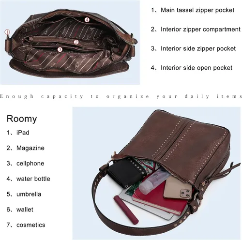 Vista 5 de Montana West - Carteras y bolsas cruzadas de manopara hombro con bolsillo oculto para arma, de mujer, a la moda