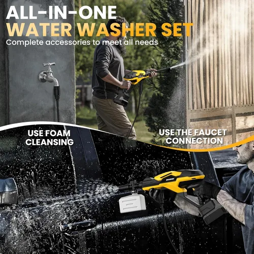 Vista 6 de Lavadora a presión inalámbrica para batería Dewalt 20V, lavadora de energía portátil de mano de 800 PSI con motor sin escobillas, boquilla 6 en 1, 3