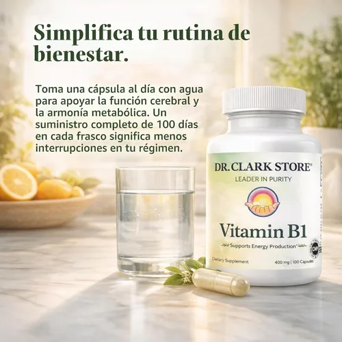 Vista 5 de Dr Clark Store Suplemento de tiamina con vitamina B1 - 400 mg, 100 cápsulas