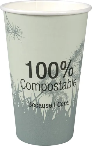 Vista 10 de Abena Tazas de café de papel desechables 100% compostables: CPLA para temperaturas más calientes, multicolor, 8 onzas – 50
