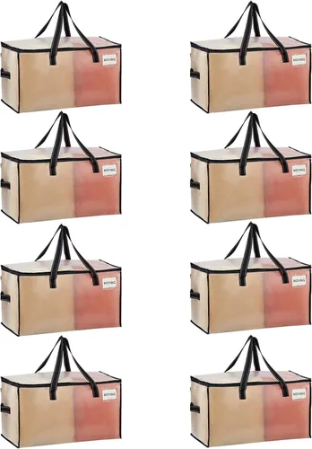 Vista 9 de VENO Paquete de 4 bolsas de mudanza resistentes, bolsas de almacenamiento de ropa y edredón con ventana transparente, suministros de embalaje