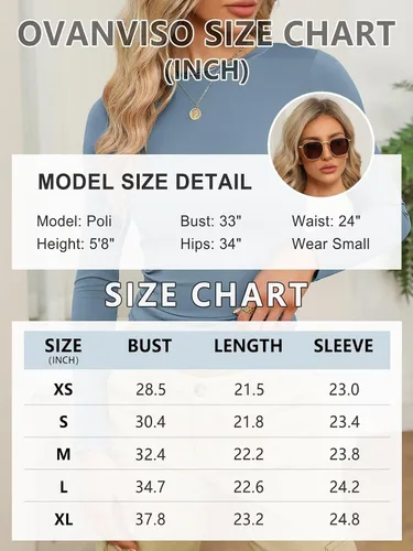 Vista 6 de Camisetas de manga larga para mujer, estilo casual, cuello redondo, Y2K, ajustadas
