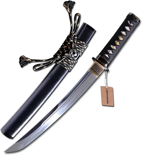 Vista 12 de MURASAME Espada Tanto Katana Corta de Arcilla Templada Acero T10 Hamon Real Muy Afilar Espiga Completa Hecha a Mano