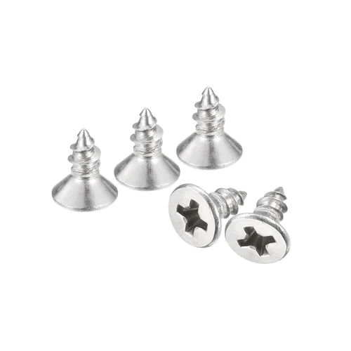 Vista 11 de uxcell Tornillos de chapa de cabeza plana #4x1, 50 tornillos de madera Phillips Drive Tornillos de acero inoxidable 304 Autoperforantes