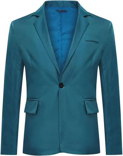 Vista 36 de YUNCLOS Chaqueta blazer casual de 1 botón con solapa con muescas para hombre