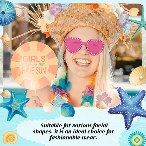 Vista 5 de Zando Gafas de sol con forma de corazón de diamantes de imitación para mujer, lentes de sol con forma de corazón con biseladas