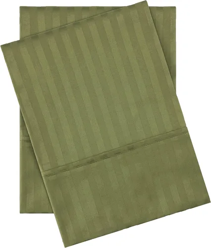 Vista 13 de Algodón egipcio de 300 hilos franjas Funda de almohada Set, Hunter Green, King