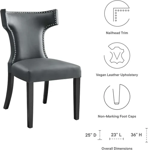 Vista 9 de Modway Silla de comedor de cuero vegano Curve en gris