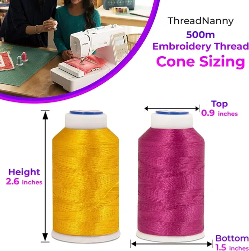 Vista 4 de ThreadNanny Brother nuevo set de hilo para bordar de 63 colores, hilo de poliéster de 40wt.