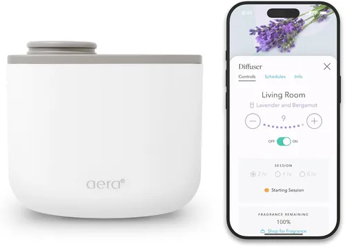 Vista 12 de Aera Mini Difusor de Fragancia para el Hogar Enchufable: Control de Aroma con Aplicación para Hogar Inteligente, Aceite Esencial y Aromaterapia
