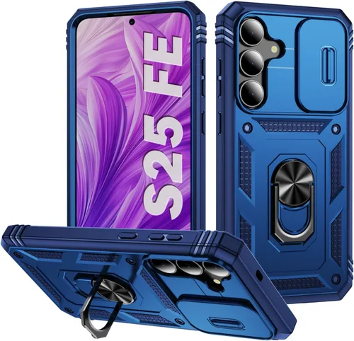 Vista 207 de PASNEW Funda militar para iPhone 13 Pro Max, cubierta de cámara deslizante y soporte de anillo de metal de 360°, carcasa rígida multicapa resistente