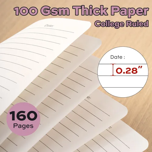 Vista 4 de deli Paquete de 6 cuadernos con espiral rayados, 160 páginas, A5 (5.5 x 8 pulgadas), cuaderno de escritura de tapa dura, diario encuadernado