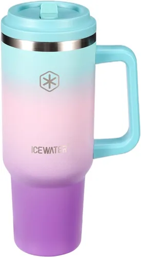 Vista 6 de ICEWATER Vaso de 40 oz con 2 tapas (popote regular y popote abatible)