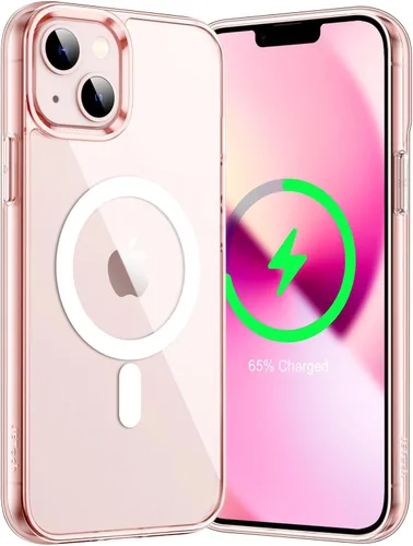 Vista 21 de JETech Funda magnética para iPhone 13 de 6.1 pulgadas, compatible con carga inalámbrica MagSafe, a prueba de golpes, parte trasera transparente