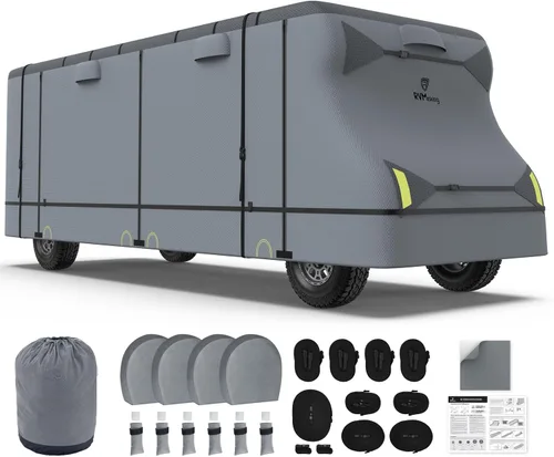 Vista 11 de RVMasking - Funda para remolque de RV de 18 a 20 pies, funda de 7 capas extra gruesa para cámper impermeable y resistente al viento