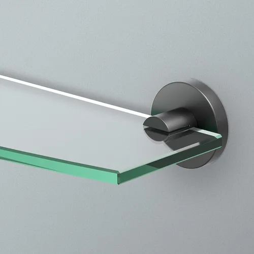 Vista 8 de Gatco 4666 Reveal - Estante de vidrio templado curvado montado en la pared de 20.13 pulgadas de ancho x 5.40 pulgadas de profundidad Estante