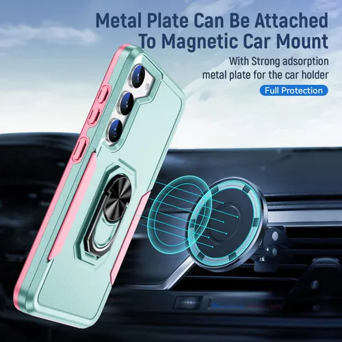 Vista 6 de Funda protectora diseñada para Galaxy S23 con soporte, a prueba de caídas militares, a prueba de golpes, a prueba de polvo, para Samsung S23, rosa