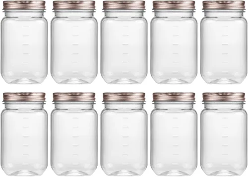 Vista 21 de Novelinks - Recipientes de plástico transparente (16 onzas) 5 Pack, Black, Plastic Containers with Lids, Decorative Jars, Storage Jars, Candy