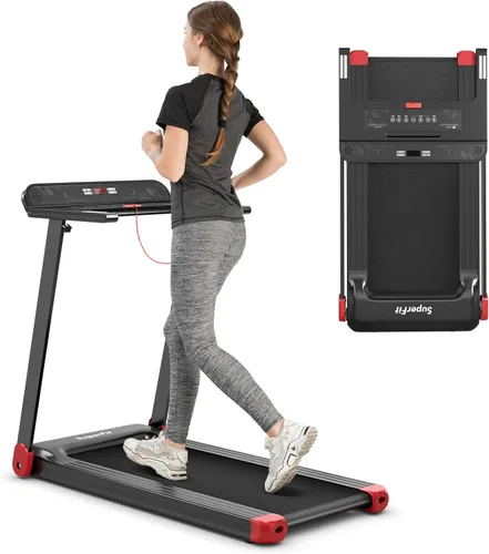 Vista 11 de Goplus Caminadora plegable, cinta de correr compacta superfit con control de aplicación, altavoz de dientes azules, 12 programas preestablecidos