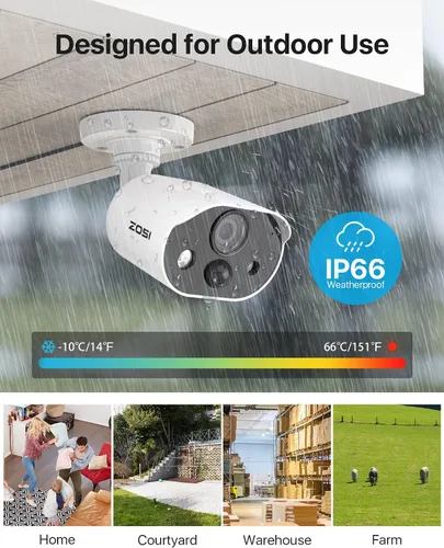 Vista 6 de ZOSI C303 - Sistema de cámara de seguridad para el hogar de 8 canales con audio, detección de personas y vehículos, visión nocturna, alarma de luz