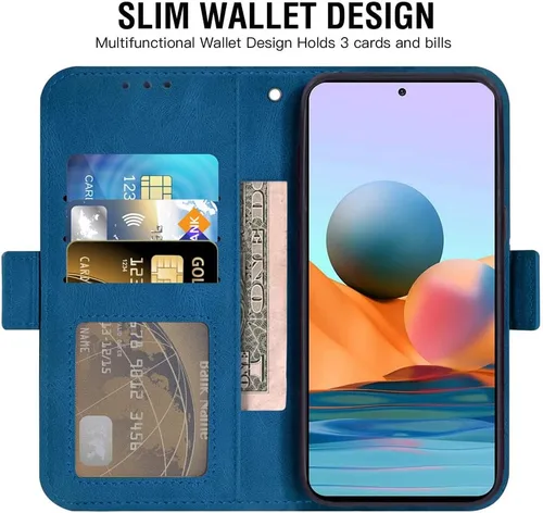 Vista 3 de Asuwish Compatible con Xiaomi Redmi Note 10 Pro Wallet Case y protector de pantalla de vidrio templado, soporte de cuero con tapa para tarjetero