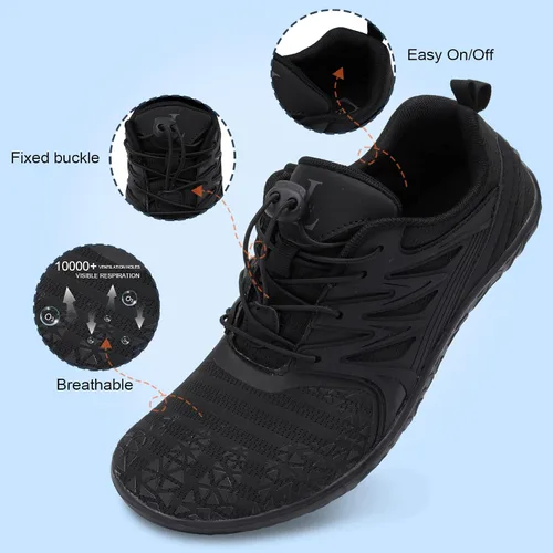 Vista 4 de L-RUN Zapatos de agua para hombre y mujer, zapatos de agua descalzos para senderismo, secado rápido, calcetines acuáticos para natación, buceo