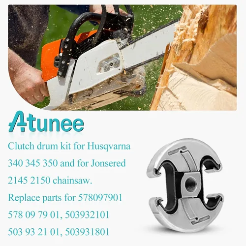 Vista 3 de . Tambor de embrague 7T de 325 pulgadas para Husqvarna 340 345 445 450 compatible con motosierra de gas Jonsered 2145 2150 piezas de repuesto