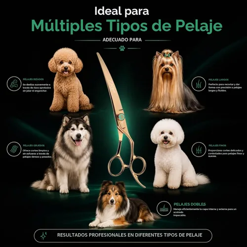 Vista 9 de Kenchii Rose - Tijeras de aseo para perros de 7 pulgadas, curvadas