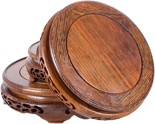 Vista 3 de Soporte de planta en maceta interior con base de madera de ala de pollo pulida compacta Hard Solid Wood Provides Solid Heavy Texture, Delicate