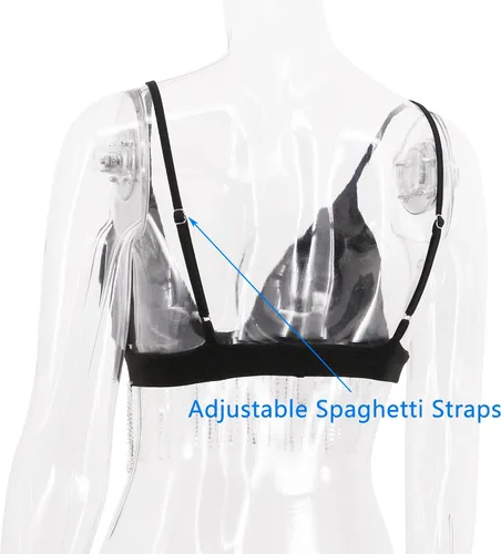 Vista 7 de Mocure Camiseta sin mangas holográfica reflectante metálica para mujer, para Rave Festival Club