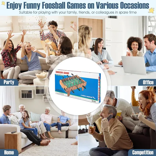 Vista 6 de Goplus 27" Mesa de Futbolín, Juego de Fútbol de Mesa Portátil con 2 Balones y 18 Porteros para Noche Familiar, Sala de Juegos, Arcadas, Bares
