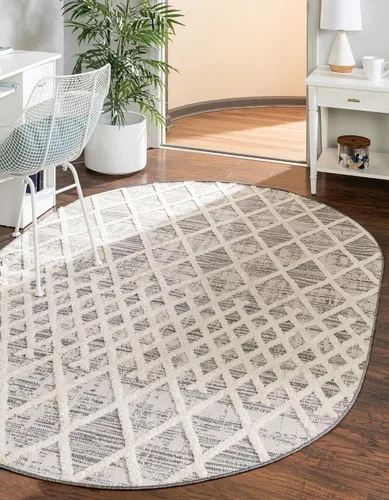 Vista 11 de Unique Loom Arlo Collection - Alfombra Cy (Runner 2' 0" x 6' 0", gris/marfil)