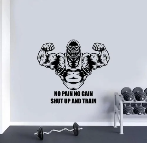 Vista 2 de Calcomanía de vinilo personalizada con diseño de gorila, para gimnasio, letrero de frase personalizada, para gimnasio, arte de pared de mono