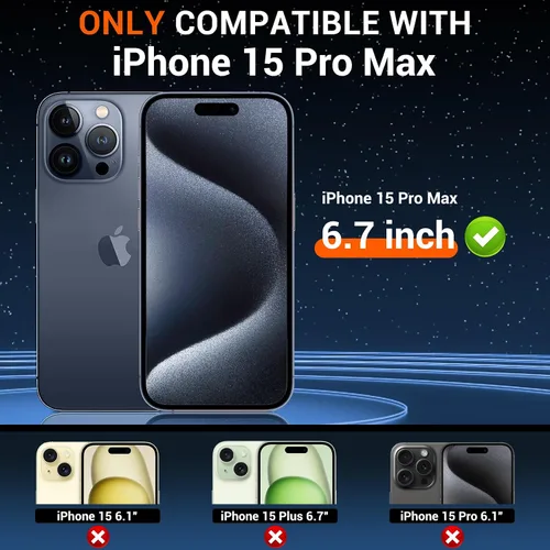Vista 2 de Funda transparente diseñada para iPhone 15 ProMax, transparente, no amarillea, protección contra caídas de grado militar, delgada, a prueba