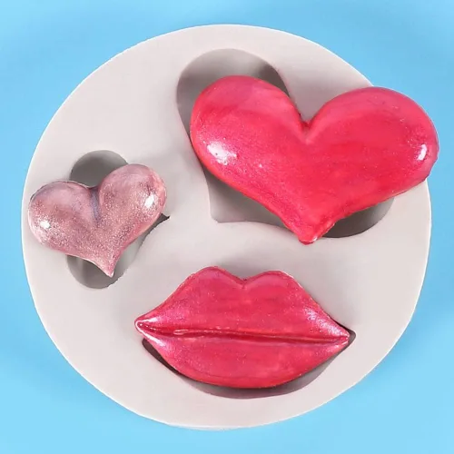 Vista 2 de Moldes de silicona para labios DIY corazón resina epoxi molde de boca de silicona artesanal molde personalizado