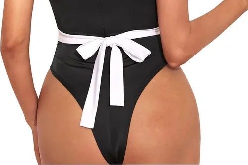 Vista 7 de Disfraz de sirvienta para mujer, con encaje y cuello en V profundo