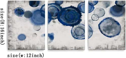 Vista 6 de YJYart Cuadros de Pintura de Pared de Acuarela Abstracta para Decoración de Pared de Baño Azul Marino Impresiones en Lienzo Arte de Pared Azul