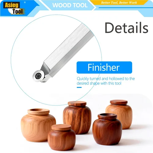 Vista 5 de Juego de herramientas de torneado de madera con punta de carburo para torno, cincel, barra de herramientas con cortador de inserción de carburo