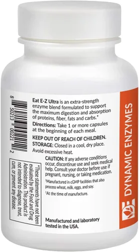 Vista 7 de Eat E-Z Suplemento de enzimas digestivas ultra avanzadas, fórmula multienzimática de amplio espectro para comidas más pesadas y difíciles de digerir