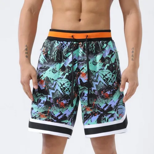 Vista 2 de OPALOS Paquete de 2 pantalones cortos de baloncesto para hombre con bolsillos con cremallera pantalones cortos deportivos activos