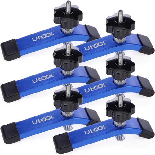 Vista 6 de UTOOL Paquete de 2 Abrazaderas de Sujeción para Riel en T Kit con Pernos en T de 3-1/2", 6-1/3" L x 1-1/5" de Ancho, Abrazaderas Anodizadas