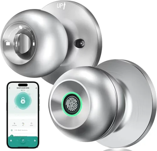 Vista 8 de KLLOQUE Smart Door Lock,Smart Keypad Door Knob with Lock,Bright Silver