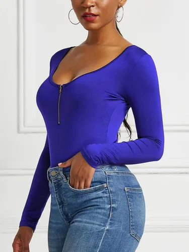 Vista 4 de sumtory - body manga larga con cremallera frontal, para mujer