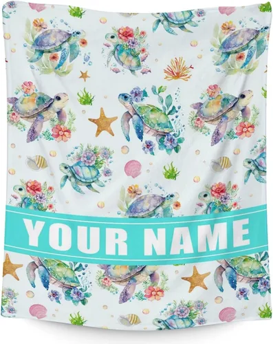 Vista 10 de Manta de tortuga para regalo, manta de 40 x 30 pulgadas, cálida, acogedora, suave, manta de regalo de tortuga marina para niñas y niños, decoración
