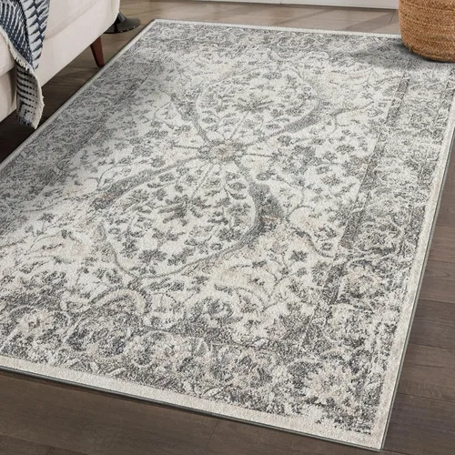 Vista 11 de LUXE WEAVERS Euston Collection 8060 - Alfombra oriental moderna color marfil de 6 x 9 pulgadas