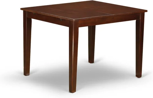 Vista 3 de East West Furniture NOCA7-MAH-LC - Juego de mesa de comedor moderno de 7 piezas que consta de una mesa rectangular de madera con hoja de mariposa